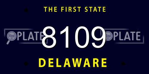 8109 Delaware License Plate