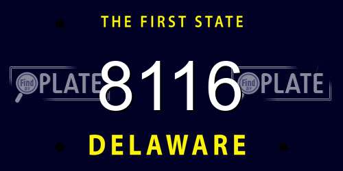 8116 Delaware License Plate