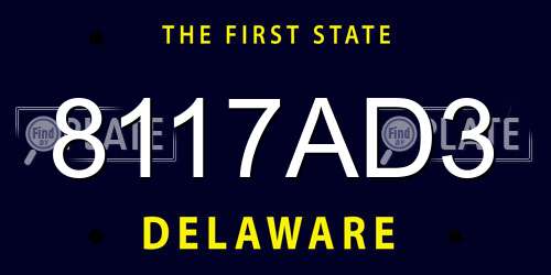 8117AD3 Delaware License Plate
