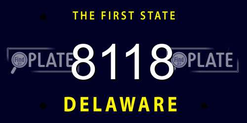 8118 Delaware License Plate