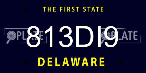 813DI9 Delaware License Plate