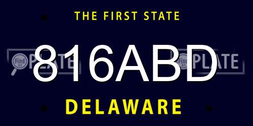 816ABD Delaware License Plate