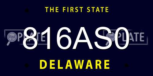 816AS0 Delaware License Plate