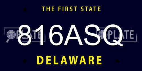 816ASQ Delaware License Plate