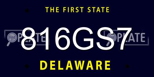 816GS7 Delaware License Plate