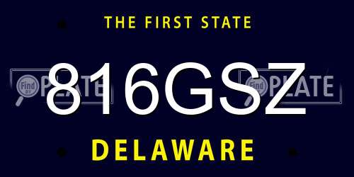 816GSZ Delaware License Plate