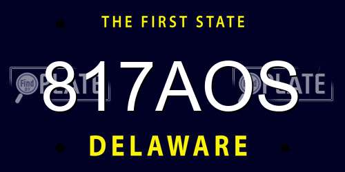 817AOS Delaware License Plate