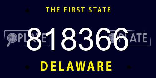 818366 Delaware License Plate