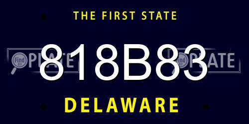 818B83 Delaware License Plate