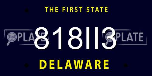818II3 Delaware License Plate