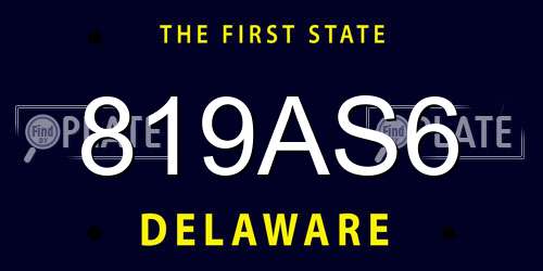 819AS6 Delaware License Plate