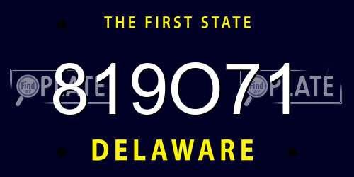 819O71 Delaware License Plate