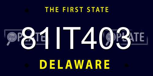 81IT403 Delaware License Plate