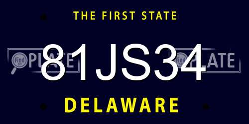 81JS34 Delaware License Plate