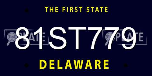 81ST779 Delaware License Plate