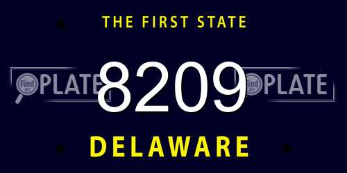 8209 Delaware License Plate