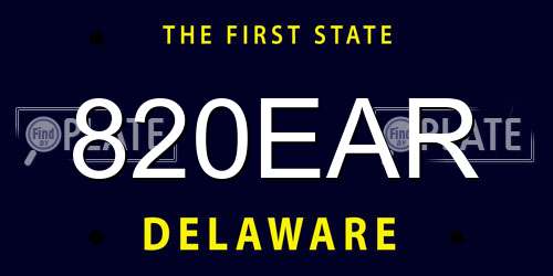 820EAR Delaware License Plate
