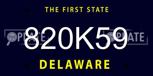 820K59 Delaware License Plate