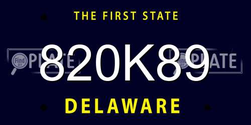 820K89 Delaware License Plate