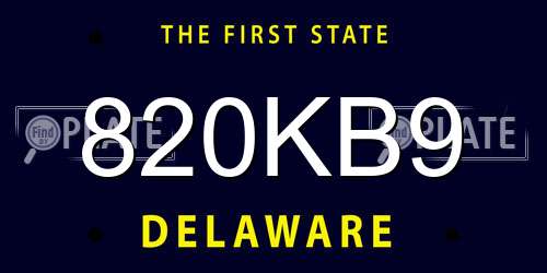 820KB9 Delaware License Plate