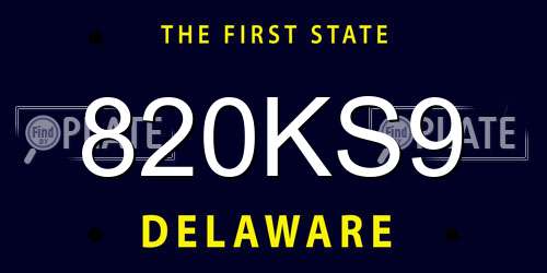 820KS9 Delaware License Plate