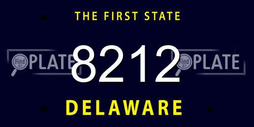 8212 Delaware License Plate