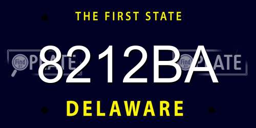 8212BA Delaware License Plate