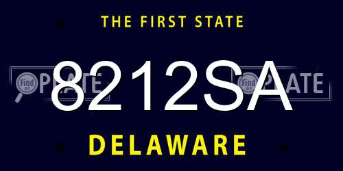 8212SA Delaware License Plate