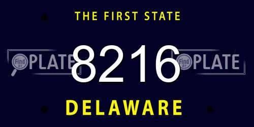 8216 Delaware License Plate