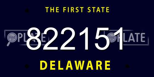822151 Delaware License Plate