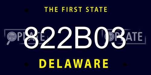 822B03 Delaware License Plate