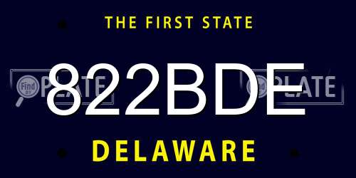 822BDE Delaware License Plate