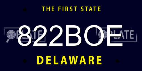 822BOE Delaware License Plate