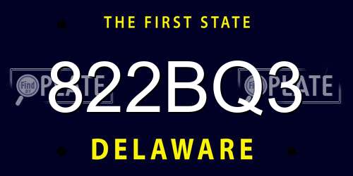 822BQ3 Delaware License Plate