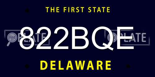 822BQE Delaware License Plate