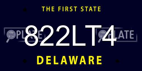 822LT4 Delaware License Plate