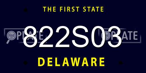 822S03 Delaware License Plate