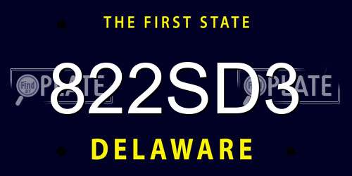 822SD3 Delaware License Plate