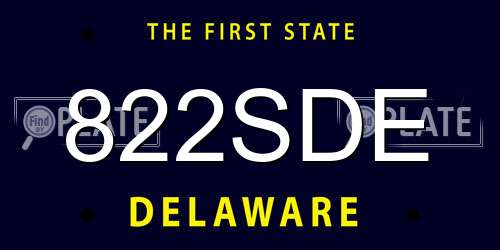 822SDE Delaware License Plate