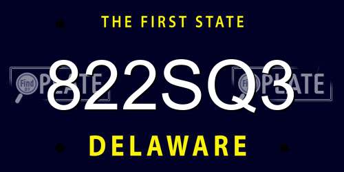 822SQ3 Delaware License Plate
