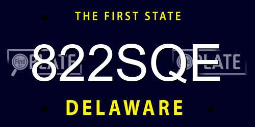 822SQE Delaware License Plate