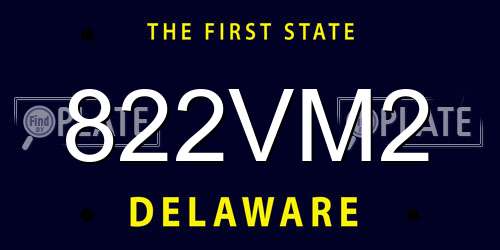 822VM2 Delaware License Plate