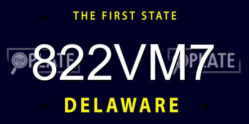 822VM7 Delaware License Plate