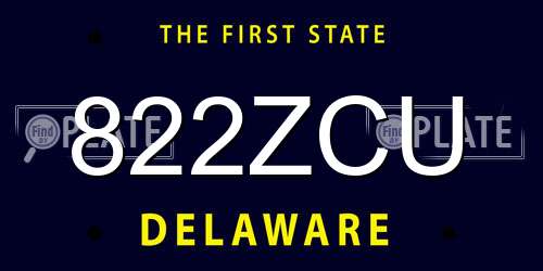 822ZCU Delaware License Plate
