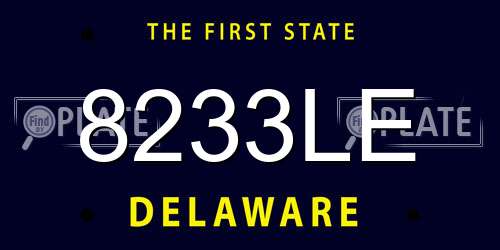 8233LE Delaware License Plate