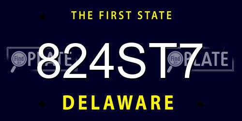 824ST7 Delaware License Plate