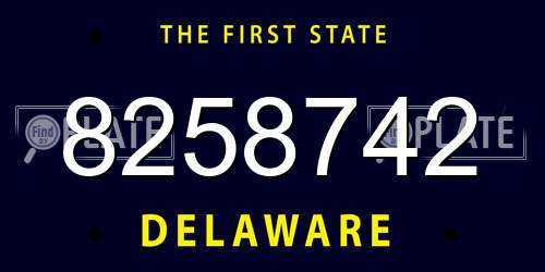 8258742 Delaware License Plate
