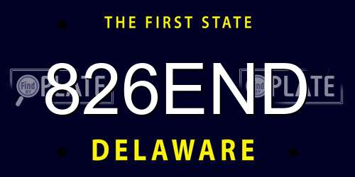 826END Delaware License Plate