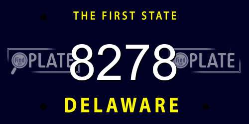 8278 Delaware License Plate