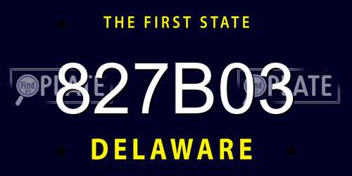 827B03 Delaware License Plate